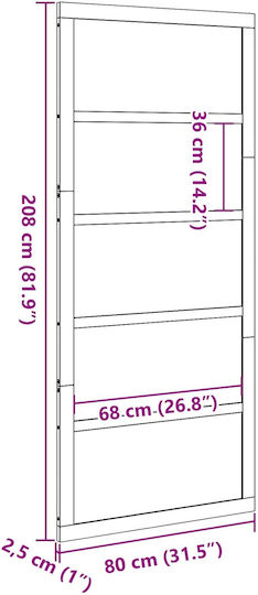 Poartă Tip Hambar Natur 80 x 2,5 x 208 Cm Lemn Masiv De Pin 42047141 Bej