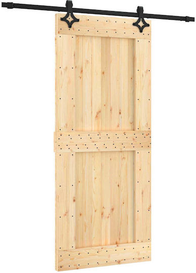Vidaxl Ușă Glisantă Natur Negru 90 x 210 Cm