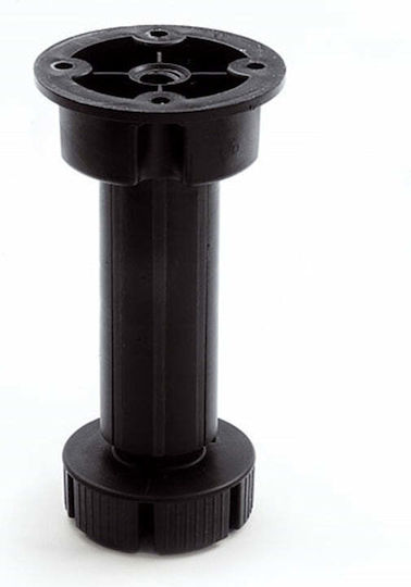 Volpato Plastic Furniture Leg with Regulator Suitable for Cupboard / Wardrobe Black