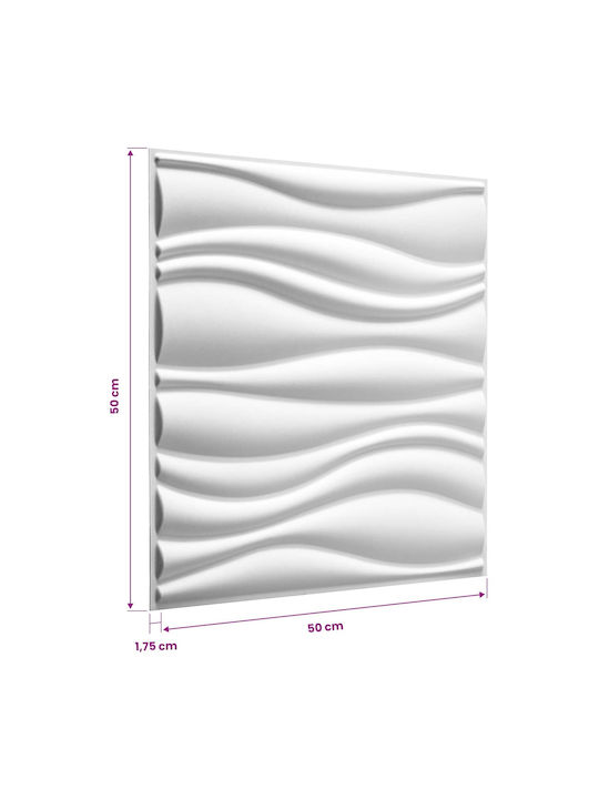 3D Wandpaneele Weiß 50x50x1,75cm 12 Stück
