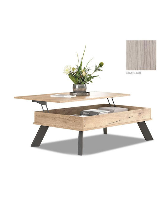 Rechteckiges Zentral Kaffeetisch Nr 12 Holz mit Hebemechanismus Staubfarben M119xBreite66.5xHöhe41cm