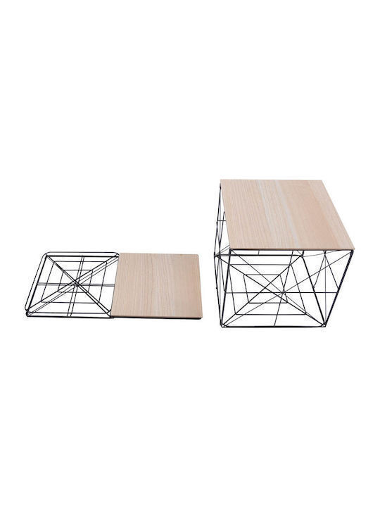 Square Side Wooden Foldable Beige Coffee Table W40xL40xH40cm