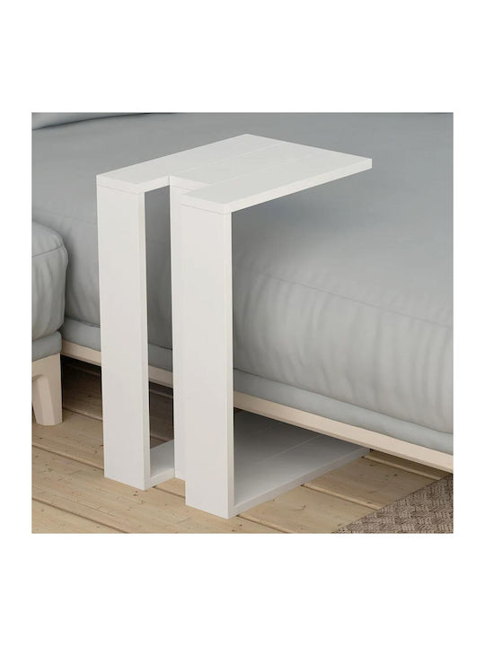 Masă Laterală Rectangulară Muju Din Lemn Alb L30xL40xÎ57cm
