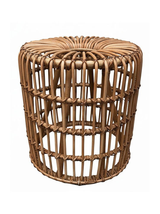 Round Side Table Noxic Made of Beige Bamboo 40x40x40 cm
