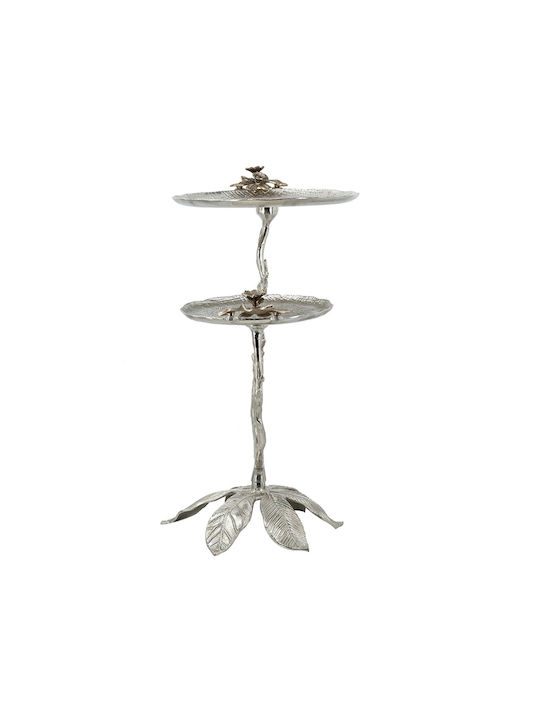 Rundes Beistelltisch Branch Metall Silber M66xL40,6xH76,2cm