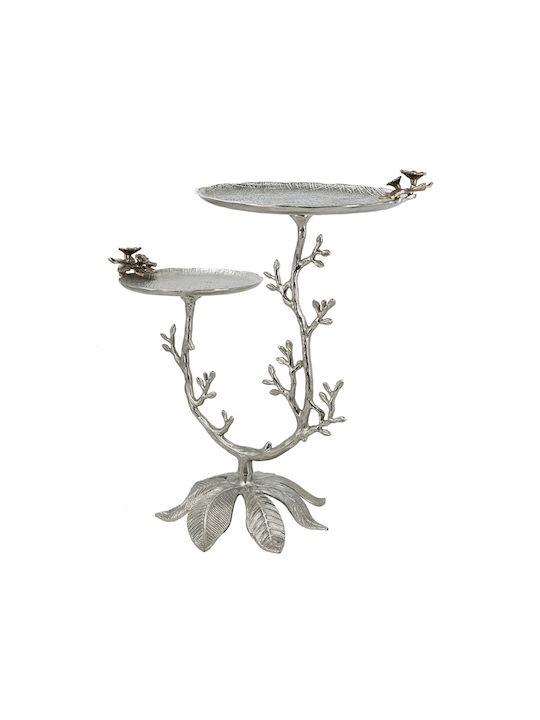 Rundes Beistelltisch Branch Metall Silber M66xL40,6xH76,2cm