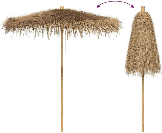 Umbrelă Profesională Rotundă De Grădină Și Terasă Din Lemn Bej Φ2.4m