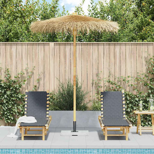 Professioneller Geflecht Holz Beigefarbener Garten- und Terrassen-Sonnenschirm 1,8x1,8m