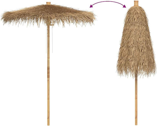 Professioneller Geflecht Holz Beigefarbener Garten- und Terrassen-Sonnenschirm 1,8x1,8m