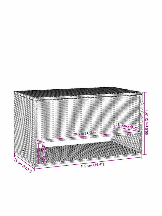 vidaXL Outdoor Storage Box Rattan Beige L100xW55xH55.5cm
