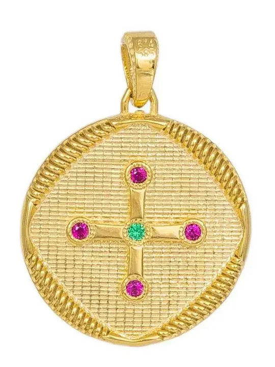 Kids Charm Pendant Double Sided Constantine Coin from 9K Gold 057579