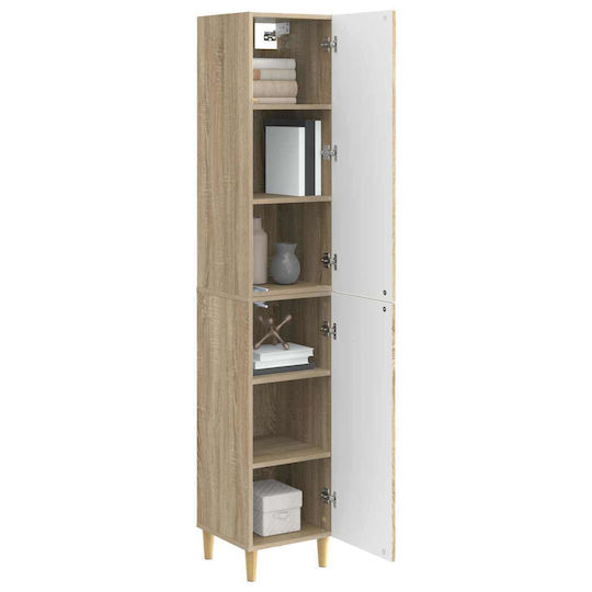 vidaXL Bathroom Column Cabinet Wall Hung M33xD34.5xH90cm Sonoma