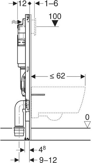 Geberit Wall Mounted Plastic Low Pressure Rectangular Toilet Flush Tank