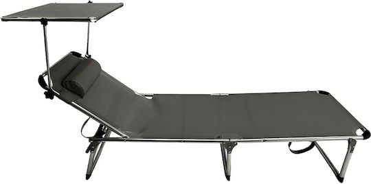 Solart Gray Foldable Aluminum Beach Sunbed with Shader and Pillow 193x58x31cm