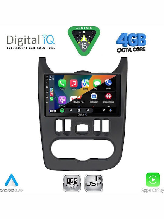 Digital IQ Car Audio System for Renault Logan Dacia Duster Logan Sandero 2006-2012 Bluetooth USB WiFi GPS Apple CarPlay Android Auto with 9" Touch Screen