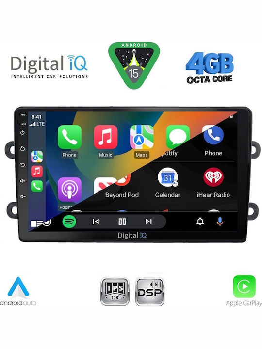 Digital IQ Car Audio System for Renault Logan Dacia Duster Logan Sandero 2006-2012 Bluetooth USB WiFi GPS Apple CarPlay Android Auto with 9" Touch Screen