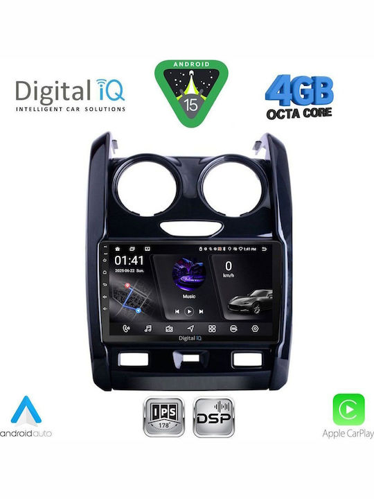 Digital IQ Car Audio System for Renault Logan Dacia Duster Logan Sandero 2006-2012 Bluetooth USB WiFi GPS Apple CarPlay Android Auto with 9" Touch Screen
