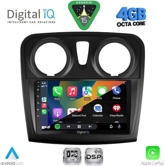 Digital IQ Ηχοσύστημα Αυτοκινήτου για Renault Logan Dacia Duster / Logan / Sandero 2006-2012 (Bluetooth/USB/WiFi/GPS/Apple-Carplay/Android-Auto) με Οθόνη Αφής 9"