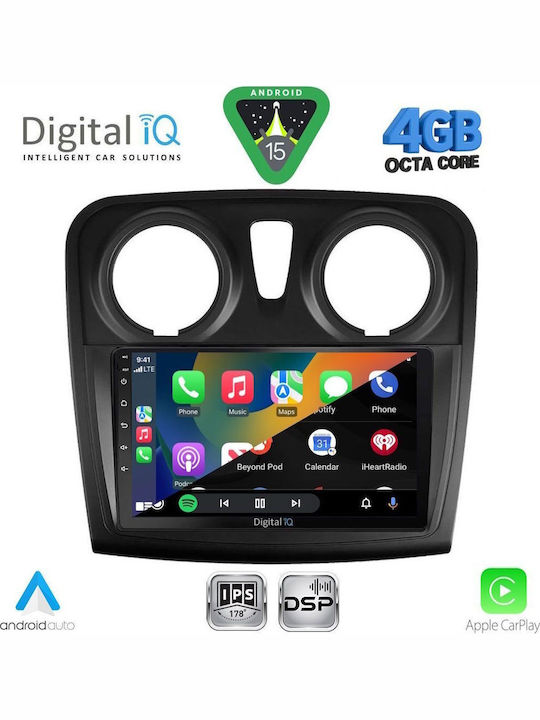 Digital IQ Car Audio System for Dacia Logan / Sandero 2012-2019 (Bluetooth/USB/WiFi/GPS/Apple CarPlay/Android Auto) with 9" Touch Screen