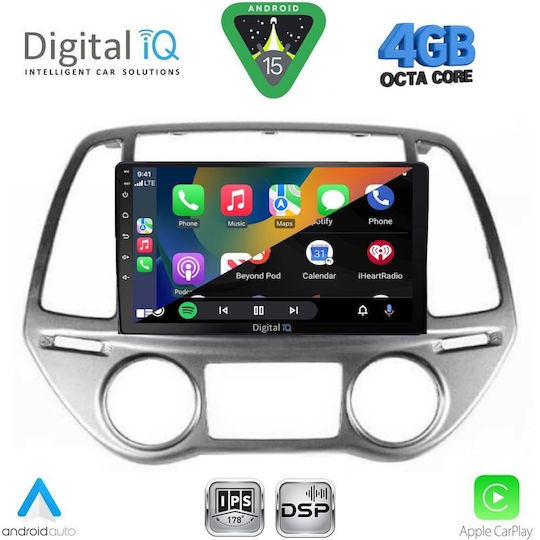 Digital IQ Car Audio System for Hyundai i20 2008-2012 with Clima (Bluetooth/USB/WiFi/GPS/Apple CarPlay/Android Auto) with 9" Touch Screen