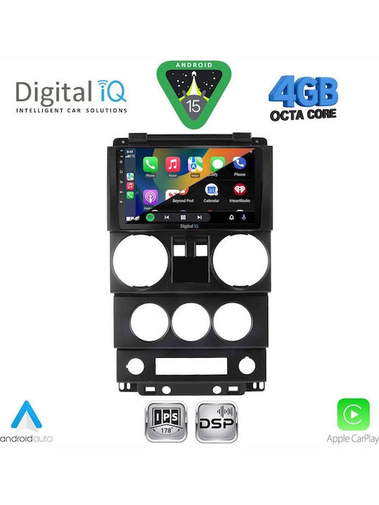 Digital IQ Car Audio System for Jeep Wrangler 2006-2011 Bluetooth USB WiFi GPS Apple CarPlay Android Auto with 9" Touch Screen