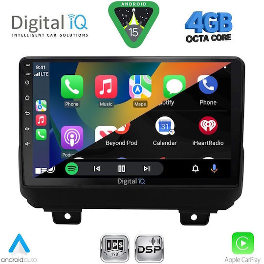 Digital IQ Car Audio System for Jeep Wrangler 2018 (Bluetooth/USB/WiFi/GPS/Apple CarPlay/Android Auto) with 9" Touch Screen