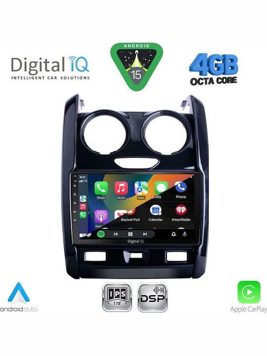 Digital IQ Car Audio System for Dacia Duster 2012-2019 Bluetooth USB WiFi GPS Apple CarPlay Android Auto with 9" Touch Screen