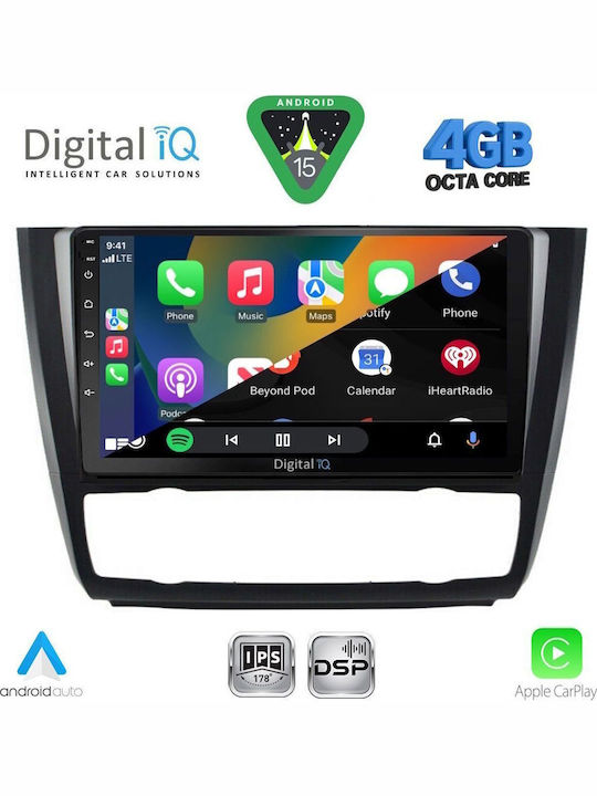 Digital IQ Car Audio System for BMW Series 1 2004-2013 with A/C Bluetooth USB WiFi GPS Apple CarPlay Android Auto with 9" Touch Screen