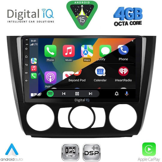 Digital IQ Car Audio System for BMW Series 1 2004-2013 with A/C Bluetooth USB WiFi GPS Apple CarPlay Android Auto with 9" Touch Screen