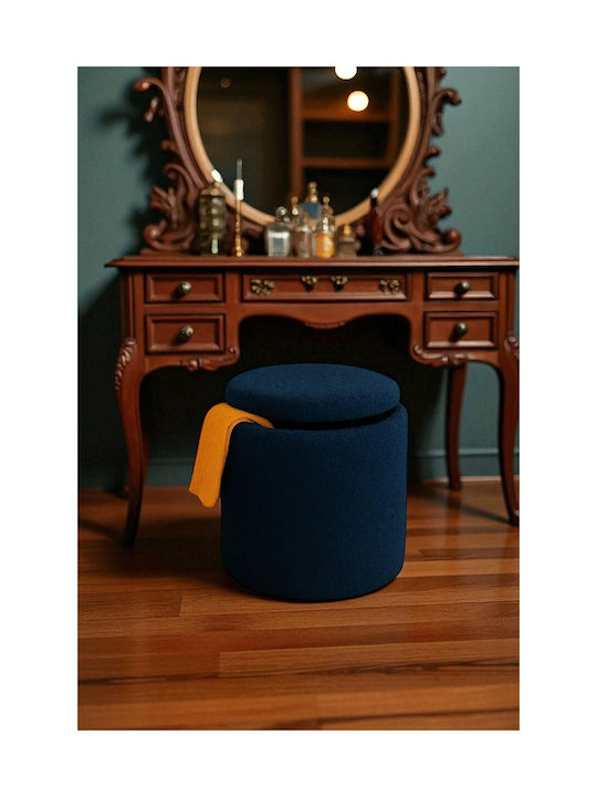 Living Room Stools With Storage Space Upholstered With Fabric Round