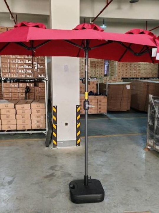 Umbrelă De Pardoseală Pătrată Metalică Roșie Cu Suport 3x1.6m NP13306WN
