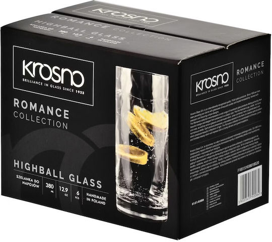 Krosno Σετ Ποτήρια Νερού Κρυστάλλινα 380ml 6τμχ