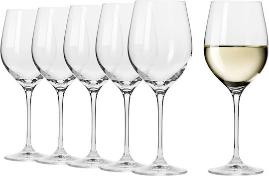 Krosno Harmony White Wine Glass Set Goblets Crystal White 370ml 6 Pieces