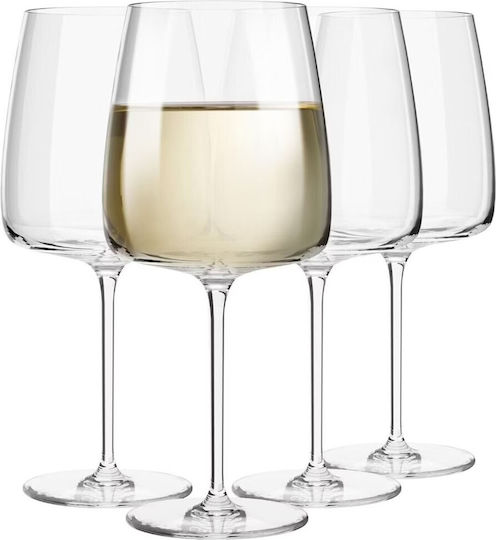 Krosno Set of White Wine Glasses Cocktail Drinking Water Crystal Goblets 650ml 4 Pieces