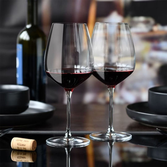 Krosno Set Glasses from Crystal in Red Colour Goblet 670ml