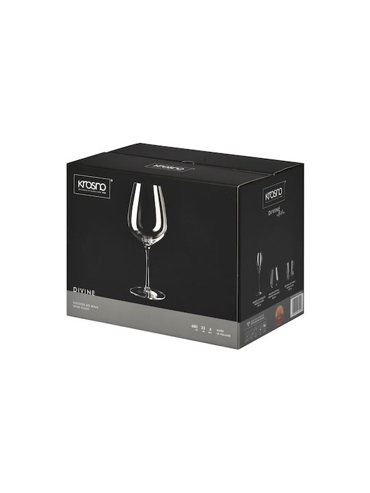 Krosno Set Glasses for White and Red Wine from Crystal in Red Color Goblets 670ml