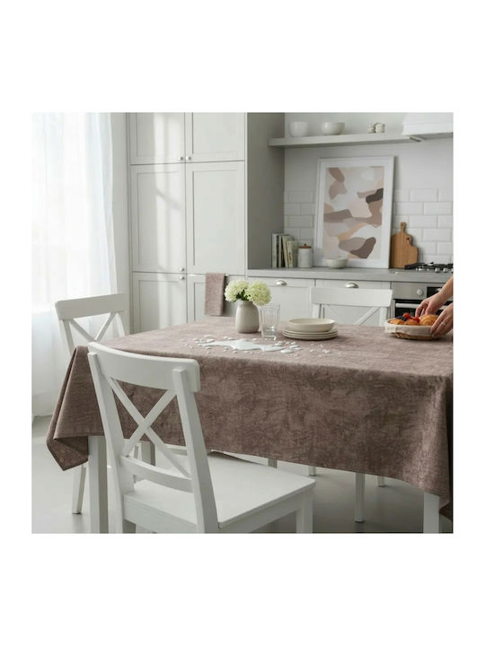 NufJoy Fleckabweisendes Tischtuch Set Dunkelbraun 120x160cm