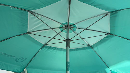 Folding Aluminum Beach Umbrella Diameter 1.9m with UV Protection and Turquoise Air Duct OPBU1007