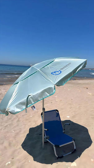 Folding Aluminum Beach Umbrella Diameter 1.9m with UV Protection and Turquoise Air Duct OPBU1007