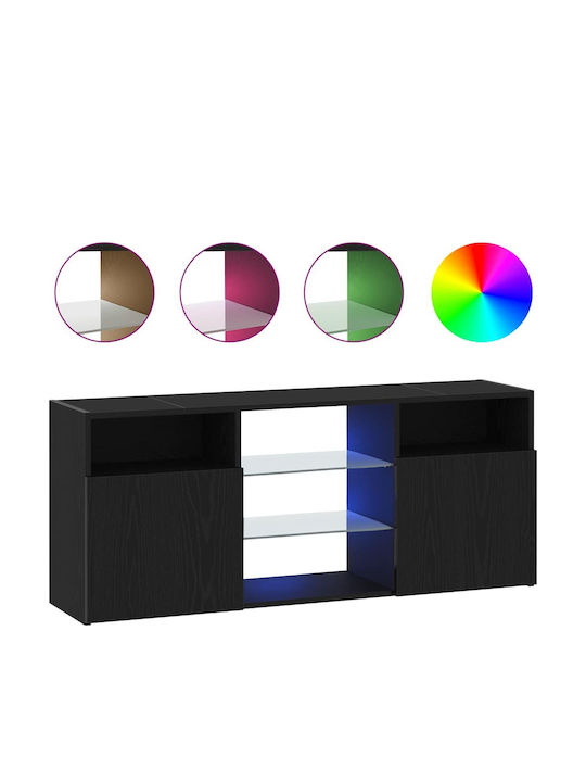 TV Stand with LED Lighting Black L120xW30xH50cm