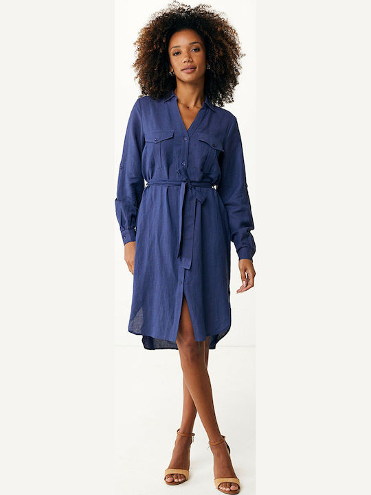 Sommer Midi Damenkleid Marineblau