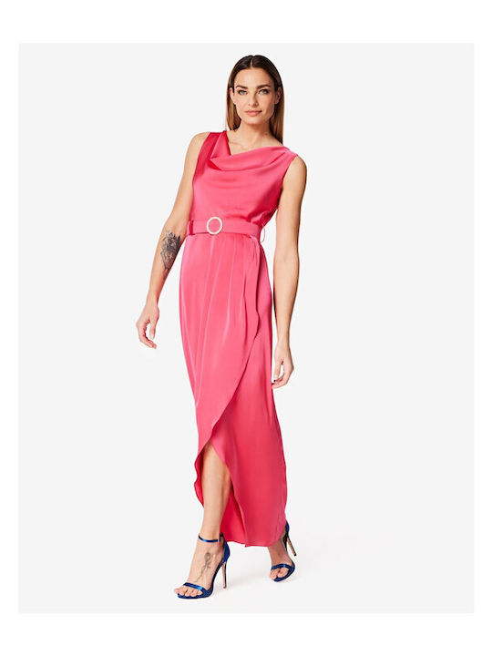 Sommer Maxi Damenkleid für Hochzeit - Taufe Drapierung Satin Karpuzi