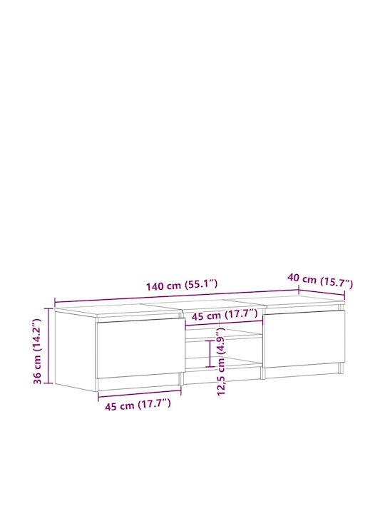 Dulap TV Negru 140x40x36cm