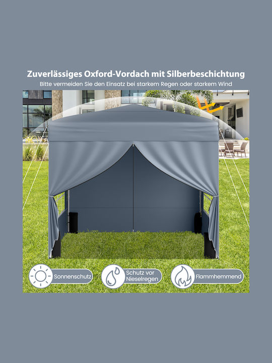 Costway Garten Gazebo mit LEDs Grau 3x3m