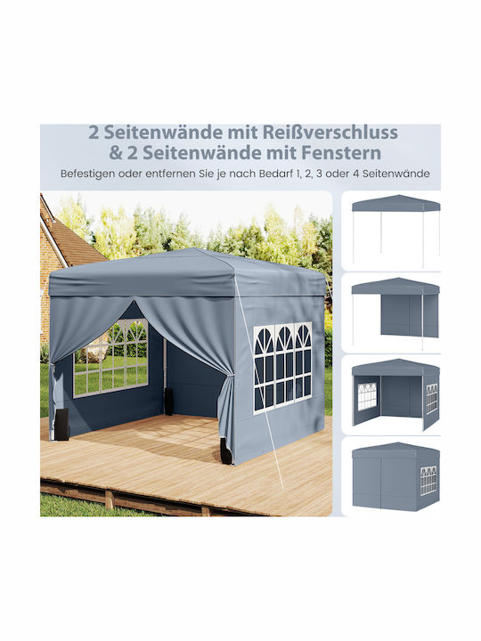 Costway Garten Gazebo mit LEDs Grau 3x3m