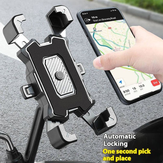 Suport Telefon Motocicletă Scuter Rotire 360° Prindere Oglindă Negru