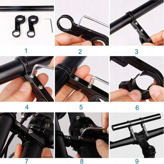 Extensie 2 În 1 Pentru Ghidon Funcție Powerbank 5v Suport Telefon Zola Far Pedometr Oglinzi Baterie 2000mah Încărcare Usb Prindere Pe Ghidon 24.5-31 Mm Aluminiu 20.5 X 2 Cm