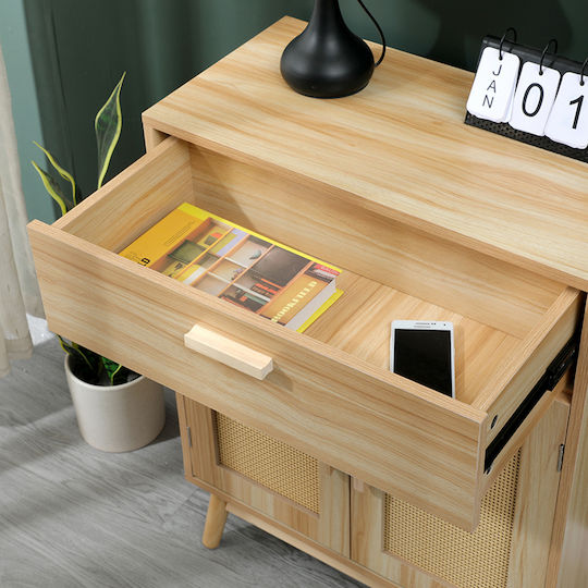 Sideboard Scandy Wooden with Drawers Natural Shade 60x30x80cm