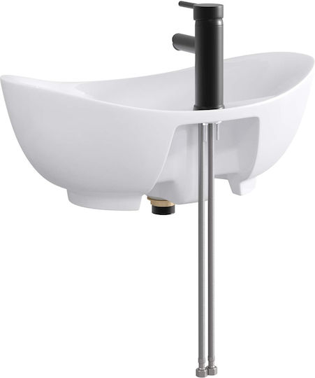 vidaXL Επικαθήμενος Νιπτήρας Πορσελάνης 59x35x21cm Μαύρο