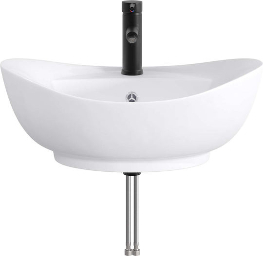 vidaXL Επικαθήμενος Νιπτήρας Πορσελάνης 59x35x21cm Μαύρο